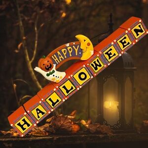 Midwest Importers Vintage Halloween Blocks Celestial Moon Ghost Pumpkin Decor